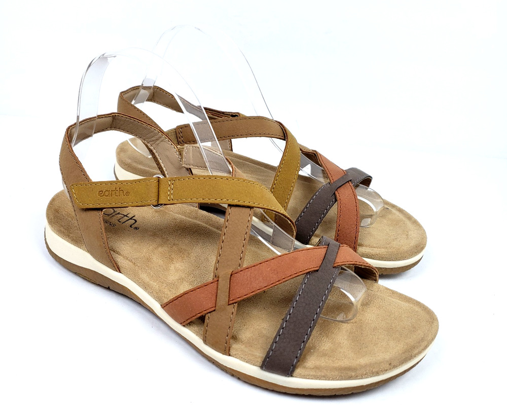 Earth Origins Sterling Womens Size 10 Brown Multi Strappy Casual Sandals